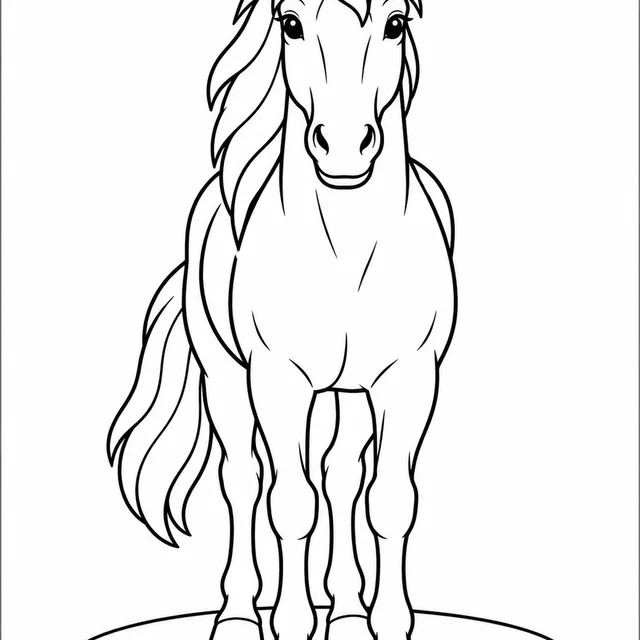 Cavalo visto de frente para colorir